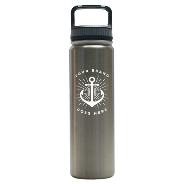 The 23.5 oz Brushed Stainless Steel Double Wall Bottle gives any logo a straightforward and timeless look while appealing to active or outdoor lifestyles.