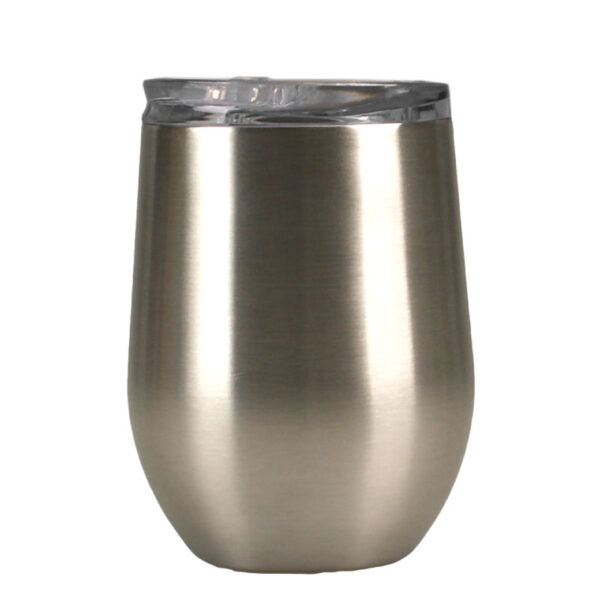 12 ounce stainless steel stemless wine tumbler with plastic slide lid