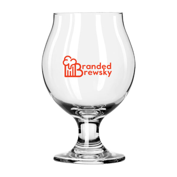 The 13 oz Belgian Beer Glass features a unique tulip design that shows off any beer’s natural aroma and encourages a thick head of foam at the top.