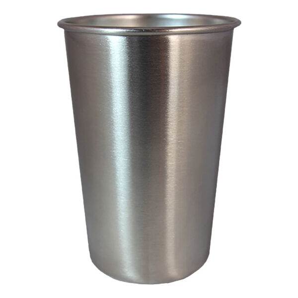 16 oz stainless steel cup shaped like a traditional pint glass